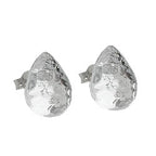 Stiftørering 14mm dropkrystal sølv spejlet hammeret plastik