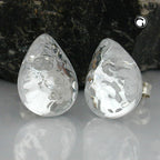 Stiftørering 14mm dropkrystal sølv spejlet hammeret plastik