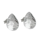 Stiftørering 14mm dropkrystal sølv spejlet hammeret plastik