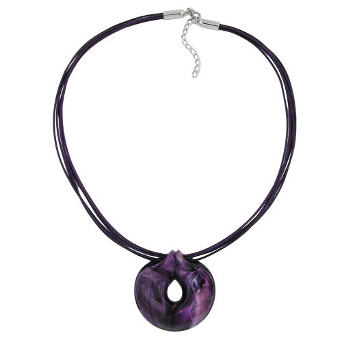 Kæde 52 mm plastikvedhæng amulet lilla marmoreret snor lilla 55 cm