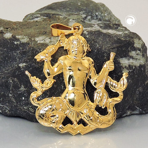 Vedhæng 25x25mm Zodiac Aquarius Udskåret Forgyldt