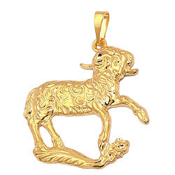 Vedhæng 25x14mm Zodiac Aries Stansskåret forgyldt
