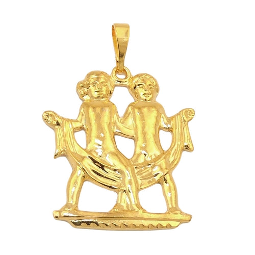 Vedhæng 22x21mm Zodiac Gemini Stans Skåret Guldbelagt