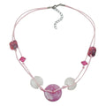 Kæde 30x11mm Plastik Perleskive Pink-Silkeagtig Hvid Snor Pink 50cm