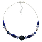 Kædetrådskæde Blå-Guld-Marmorerede Plastikperler 45 cm