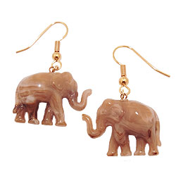 Øreledninger øreringe 39x23mm elefant mini brunmarmoreret plastik