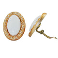 Clip ørering 30x21mm oval hvid med ramme i guldfarvet plastik bouton
