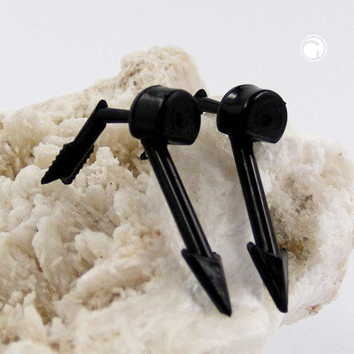 Ørestikker ørering 5x20mm pil 2-delt sort-skinnende plastik i fuld plastik