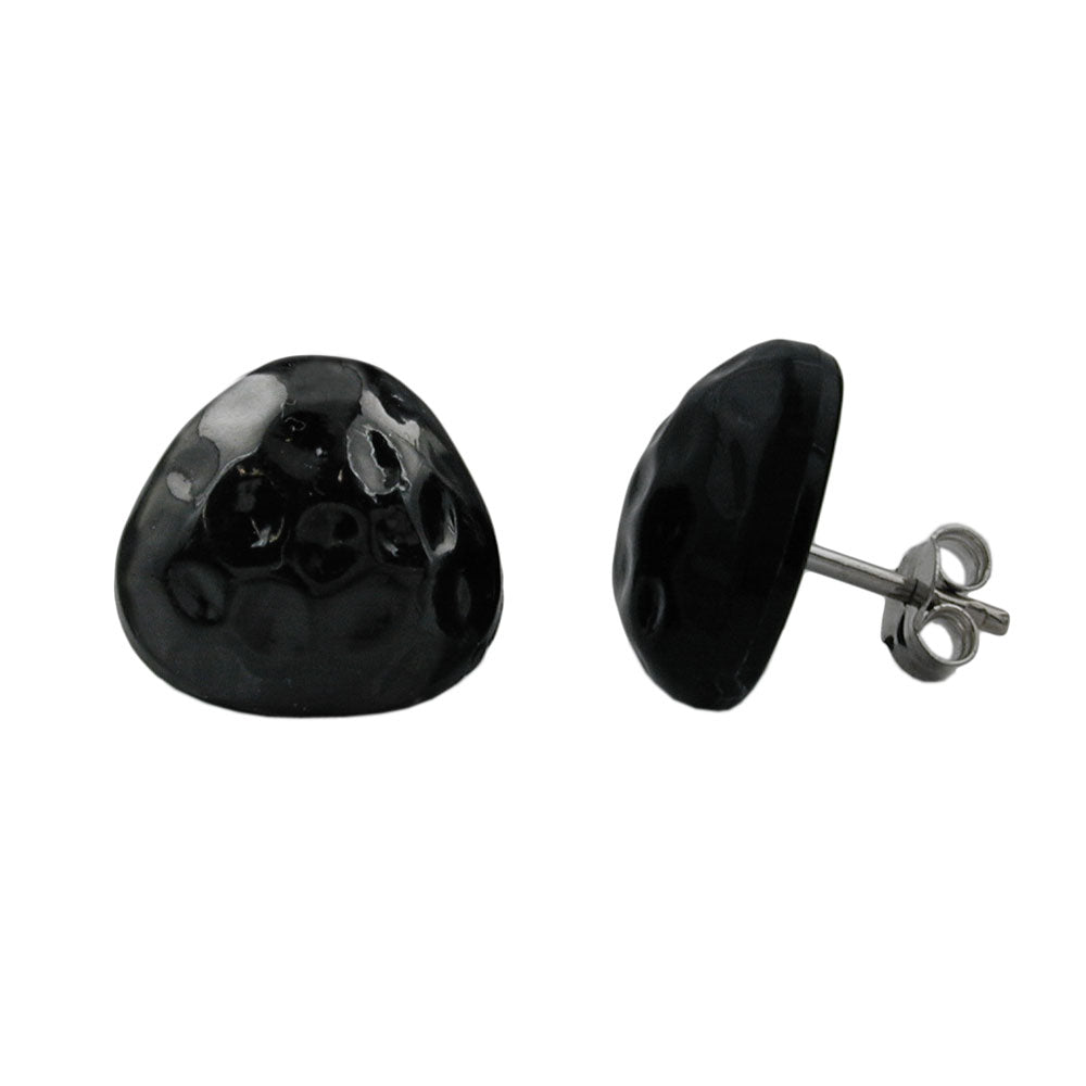 Ørestikker 14mm trekant sort hamret plastik