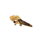 Broche-reversnål 29x74mm tiger brun guldfarvet