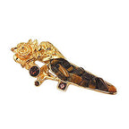 Broche-reversnål 29x74mm tiger brun guldfarvet