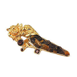 Broche-reversnål 29x74mm tiger brun guldfarvet