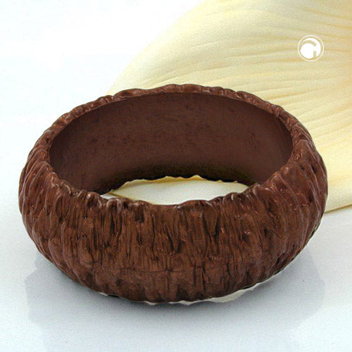Armbånd 87x28mm plastikstruktur bark mørkebrun