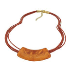Kæde, 54x19 mm, vedhæng, rør, flad, buet, orange-rustbrun-marmoreret, blank, plastik, 45 cm