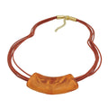 Kæde, 54x19 mm, vedhæng, rør, flad, buet, orange-rustbrun-marmoreret, blank, plastik, 45 cm