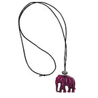 Kæde 45x40x22mm Elefantplastik fuchsia-hvid marmorsnor sort 90cm