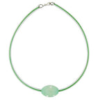 Kæde 26x20mm olivenmint krystal transparent gummirør 42 cm