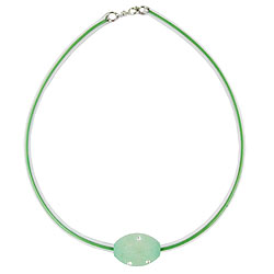 Kæde 26x20mm olivenmint krystal transparent gummirør 42 cm