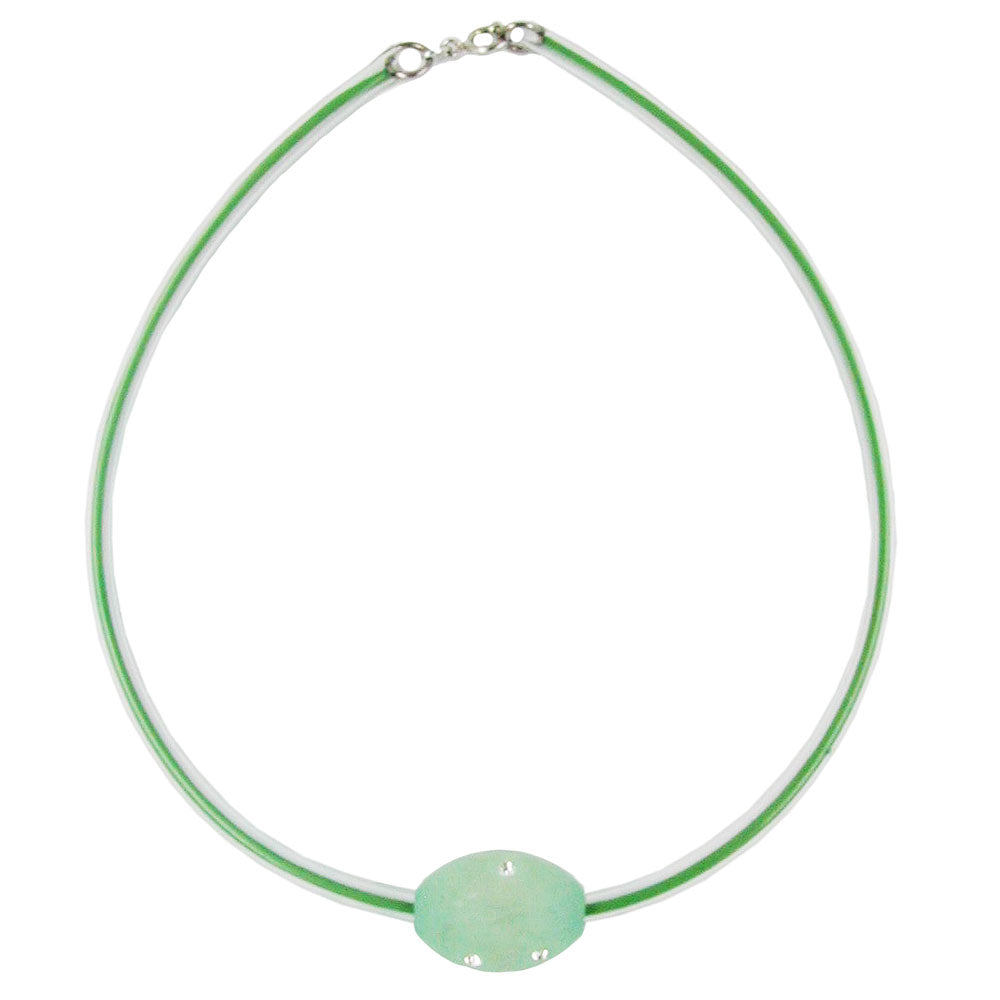 Kæde 26x20mm olivenmint krystal transparent gummirør 42 cm
