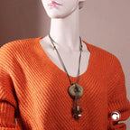 Kæde 52mm Pendler-amulet Plastik oliven-marmoreret snor oliven 100cm