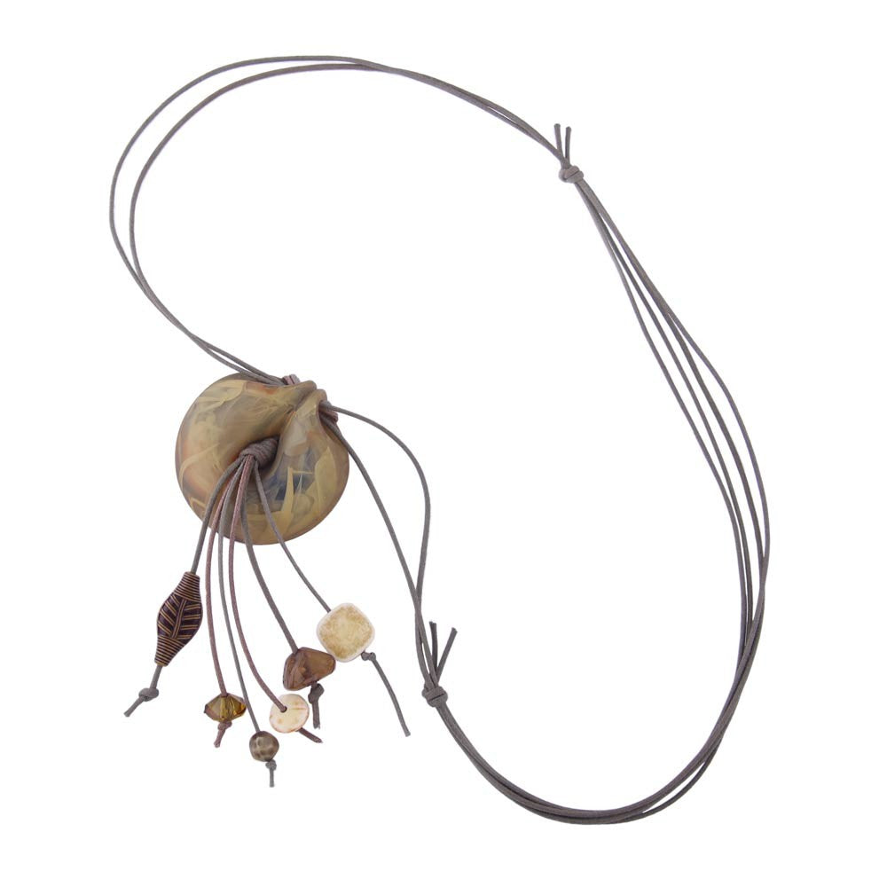 Kæde 52mm Pendler-amulet Plastik oliven-marmoreret snor oliven 100cm