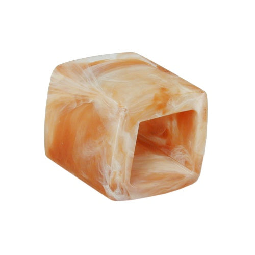 Stofring 45x36x18mm sekskantet, beige-marmoreret blank plastik