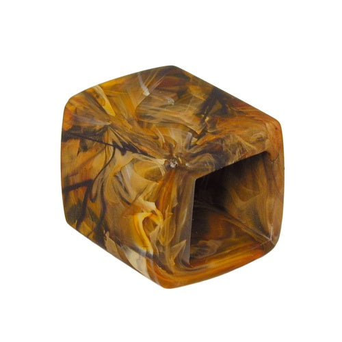 Stofring 45x36x18mm hexagon tiger brun marmoreret mat plastik