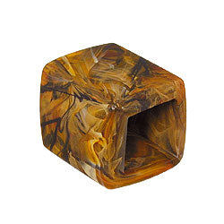 Stofring 45x36x18mm hexagon tiger brun marmoreret mat plastik