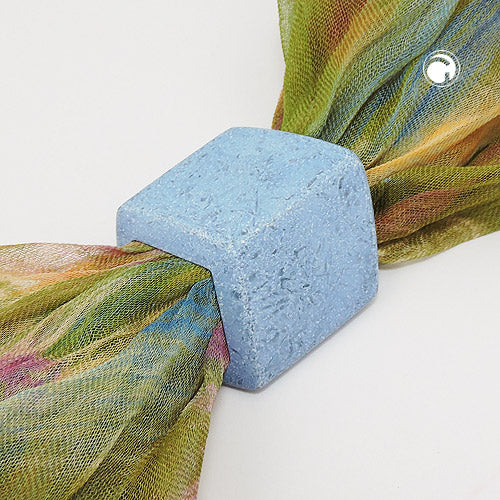 Stofring 45x36x18mm sekskantede jeans - blå keramisk mat plastik