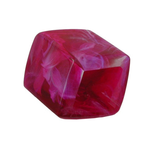 Stofring 45x36x18mm sekskantet lilla-pink-marmoreret skinnende plastik
