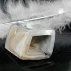 Stofring 45x36x18mm sekskantet grå-beige marmoreret blank plastik