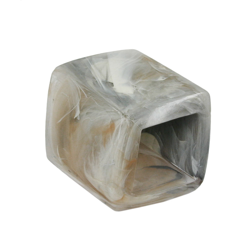 Stofring 45x36x18mm sekskantet grå-beige marmoreret blank plastik