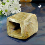 Stofring 45x36x18 mm sekskantet grøn-hvid-marmoreret skinnende plastik
