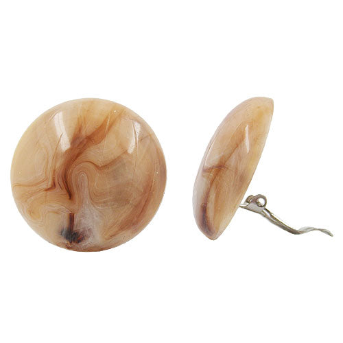 Clip ørering 30mm revne naturlig brun marmoreret blank plastik bouton