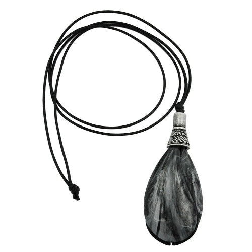 Kæde 85x36mm Fald sort-sølv-grå-marmoreret 100 cm