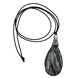 Kæde 85x36mm Fald sort-sølv-grå-marmoreret 100 cm