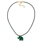 Kæde 23x17x9mm Elephant mini plastik grøn marmoreret skinnende snor grøn 40cm