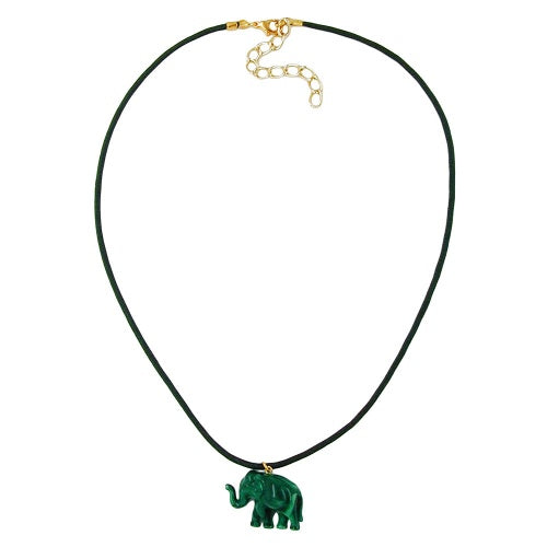 Kæde 23x17x9mm Elephant mini plastik grøn marmoreret skinnende snor grøn 40cm