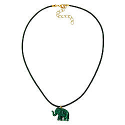 Kæde 23x17x9mm Elephant mini plastik grøn marmoreret skinnende snor grøn 40cm