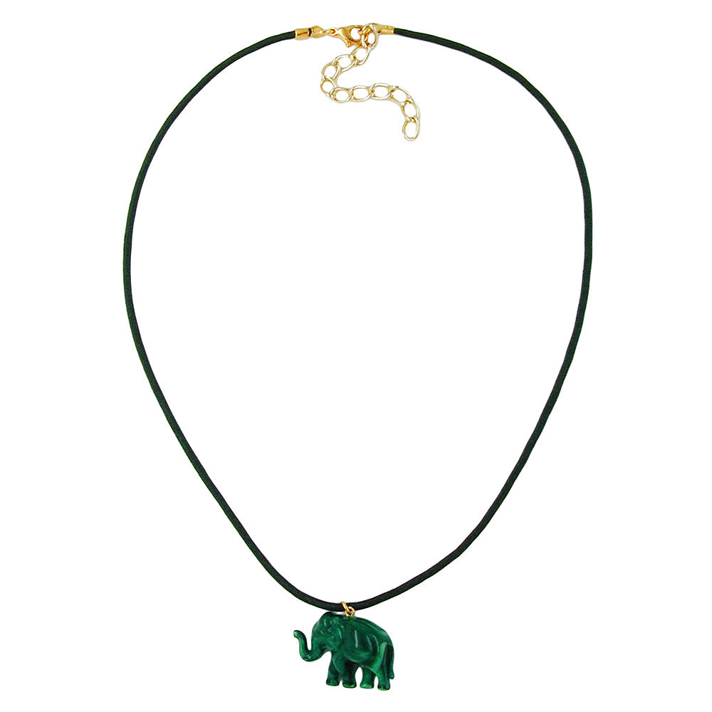 Kæde 23x17x9mm Elephant mini plastik grøn marmoreret skinnende snor grøn 40cm