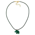 Kæde 23x17x9mm Elephant mini plastik grøn marmoreret skinnende snor grøn 40cm