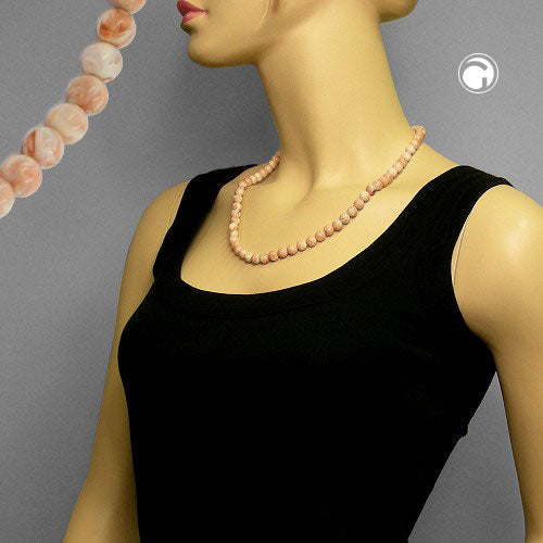 Kæde 8 mm perle-beige marmoreret plastik 55 cm