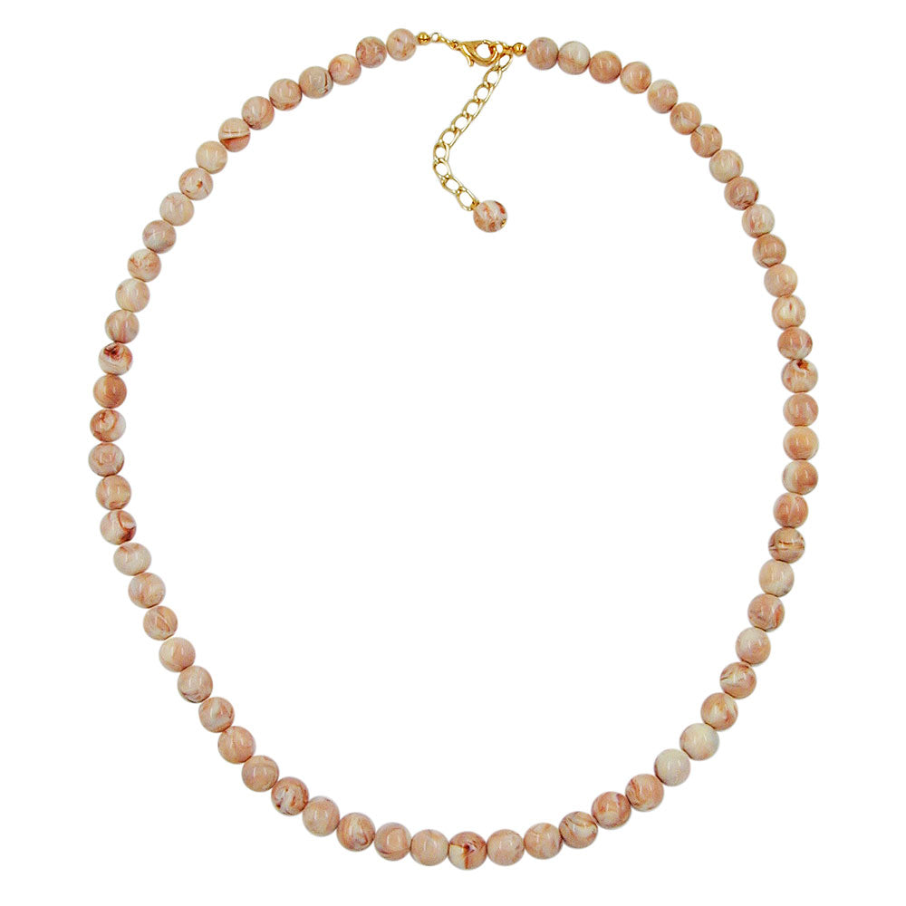 Kæde 8 mm perle-beige marmoreret plastik 55 cm
