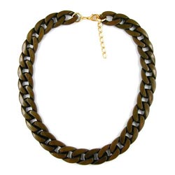 Kæde 17mm fladt rustning kædeled Plastik Olive-Mørk-skinnende 45cm