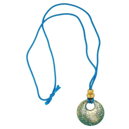 Kæde 40mm Krokodilleplade blå-turkis-guldshimmer Plastiksnor lyseblå 90cm