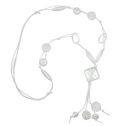 Kæde Y-formede plastikperler Hvid firkantet perlesnor Hvid 90 cm