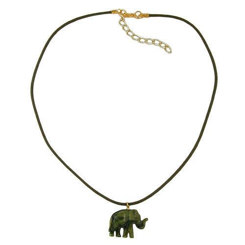 Kæde 23x17x9mm Elephant mini plastik oliven-marmoreret skinnende snor oliven 40cm