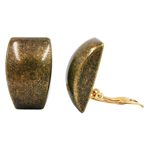 Clip ørering 27x17mm trapezformet antik messing skinnende plastik bouton