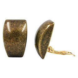 Clip ørering 27x17mm trapezformet antik messing skinnende plastik bouton