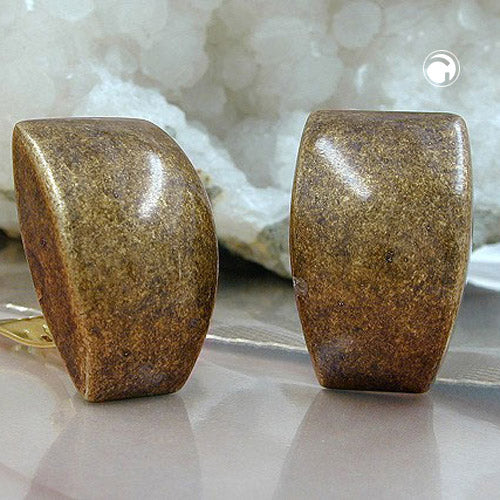 Clip ørering 27x17mm trapezformet antik messing skinnende plastik bouton